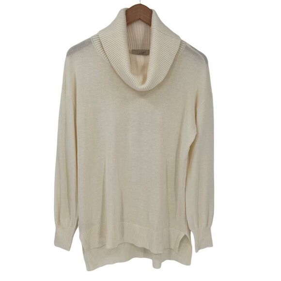 Loft Cowl Neck Tunic Sweater Long Sleeve Soft Women Medium Cream NWT 570585 - Picture 1 of 7